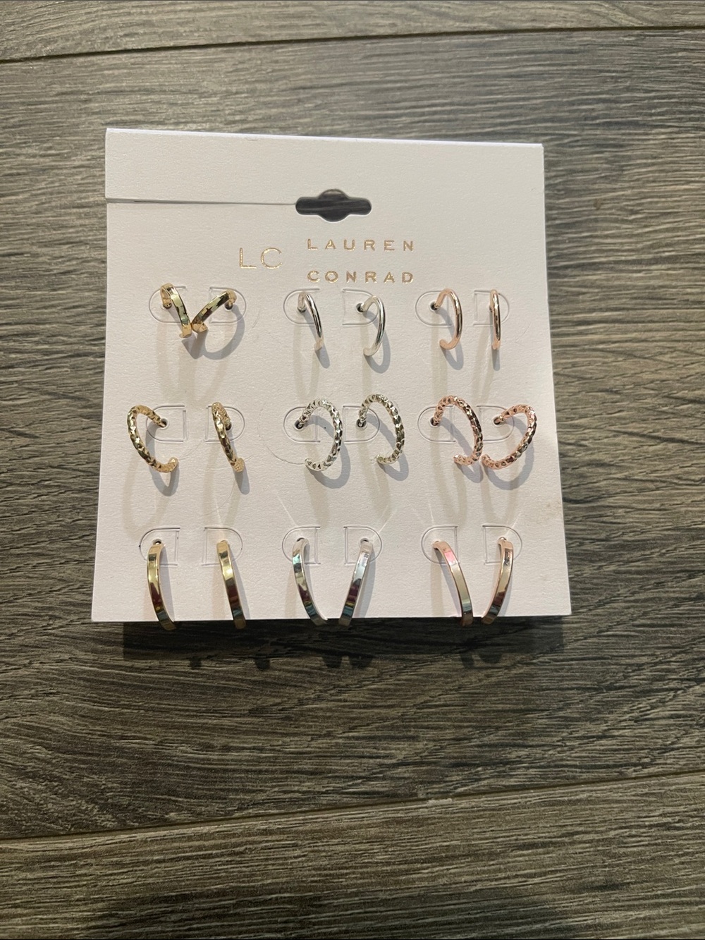 LC Lauren Conrad Mixed Metal Hoop Earring Set - Gold, Silver, Rose Gold